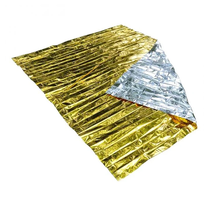Outdoor First-Aid Device Folding Foil Emergency Blanket Waterproof Camping Gold Survival Blanket Keep Warm Safety Blanket Mat