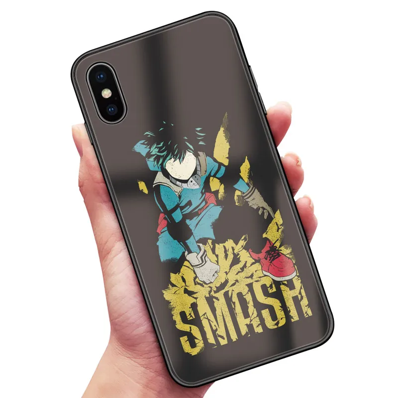 MHAA 8 My Hero Academy аниме закаленное стекло Мягкий ТПУ чехол для телефона чехол для apple iPhone 6 6s 7 8 Plus X XR XS 11 Pro MAX - Цвет: MHAA 8