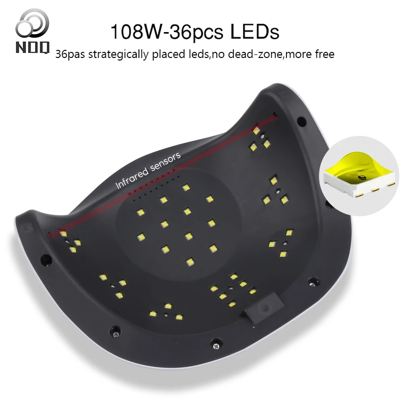 NOQ SUN BQ6T УФ лампа для ногтей Max72W светодиодная Сушилка маникюра 36 бусин льда