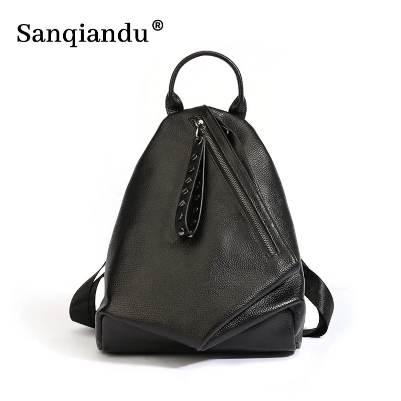 100% Genuine Leather Casual Backpack For Women Classic Student s Schoolbag Vintage Lady Knapsack High Quality Women  Backpacks