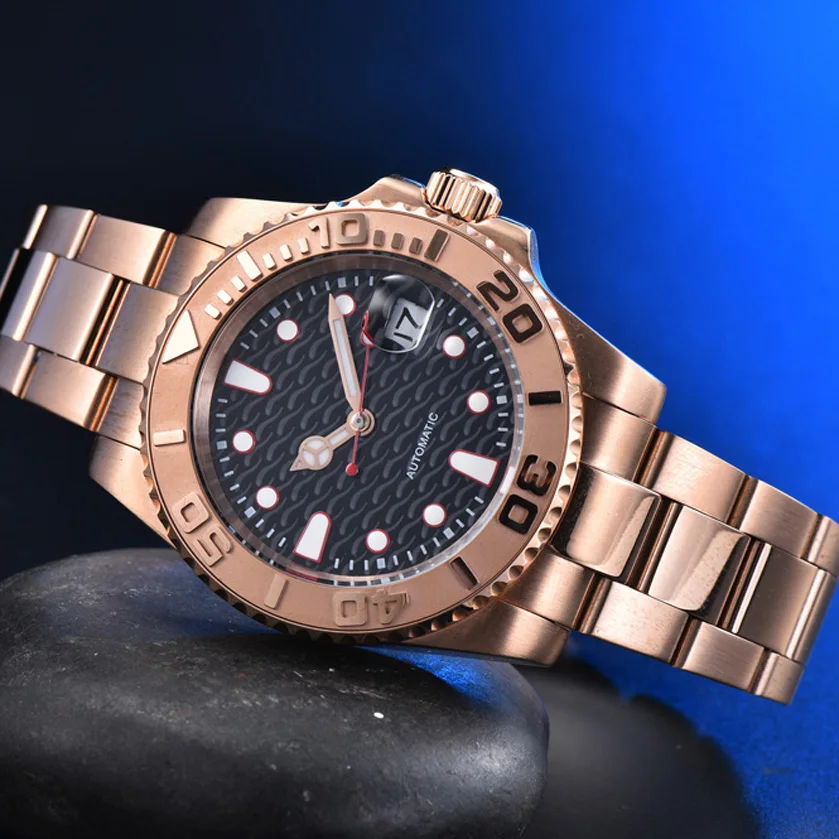 

Men's Sterile Black Surface Automatic Mechanical Watch Rose Gold Watch Stainless Steel Rose Gold Case Luminous