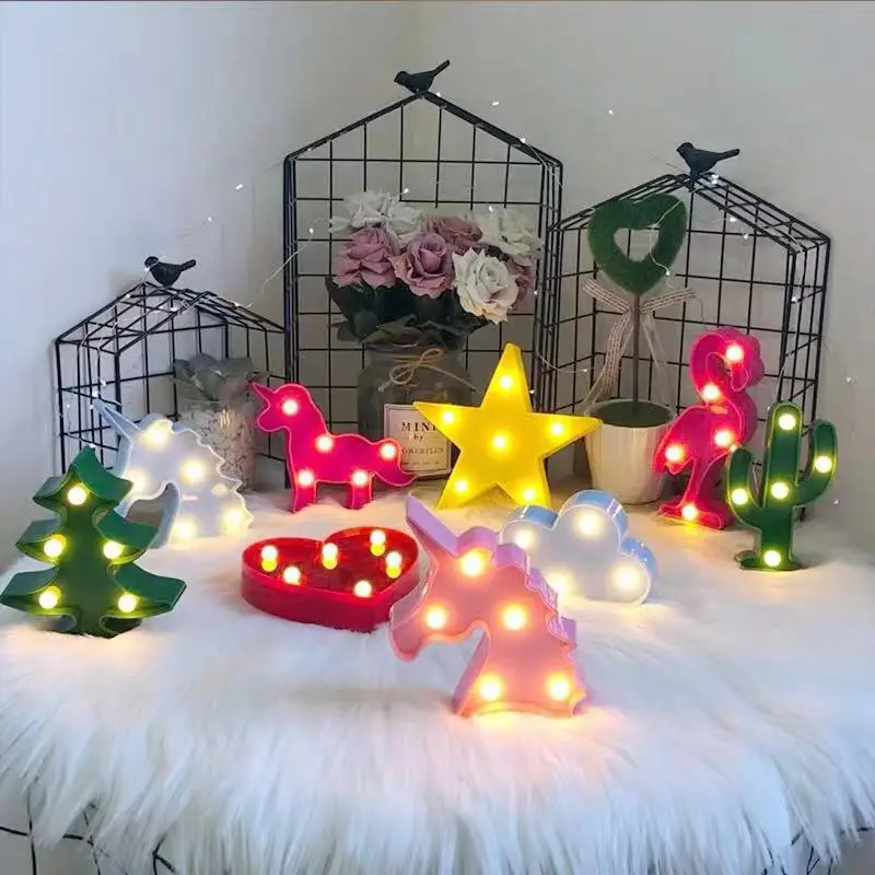 YAYU мультфильм настольная лампа 3D Корона/единорог голова кактус