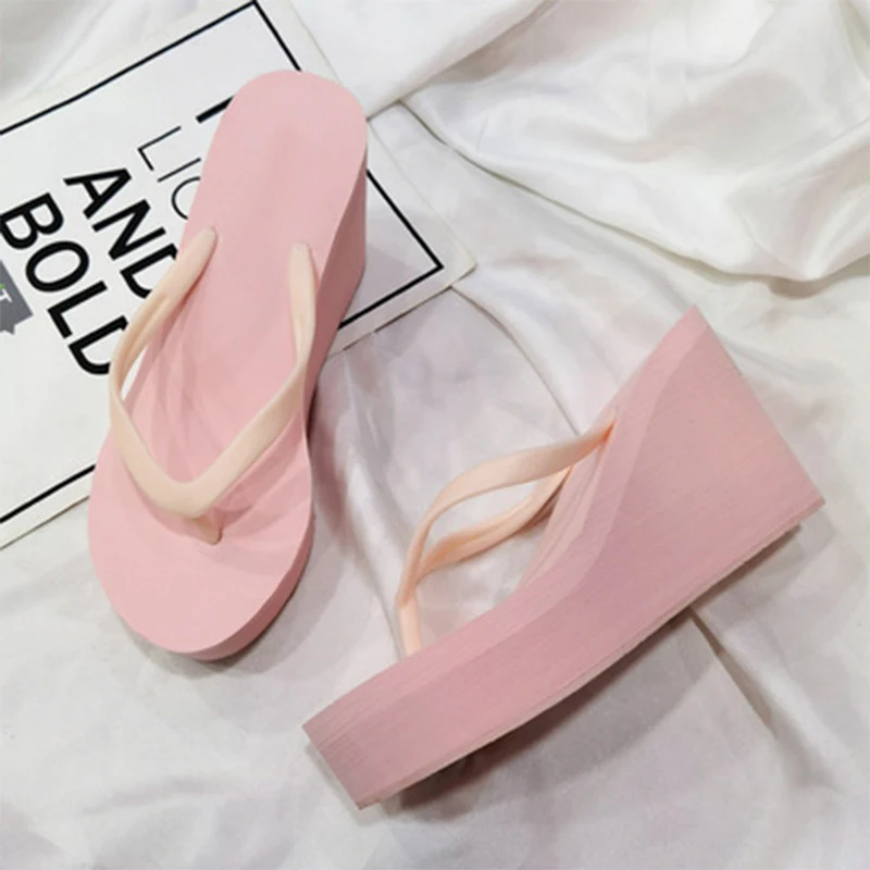 Summer Women Slippers Thick High Heels Female Shoes Candy Color Flip Flops Ladies Slide Breathable Casual Mule Mujer Sandal New | Обувь