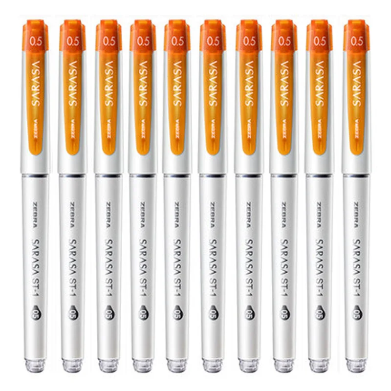10pcs orange Зебра 5/10 шт. ручка с чернилами стандартных цветов JJZ58 SARASA 0,5 мм Большой Ёмкость студент экспертизы подпись в офисе ручка красный, синий и черный - Цвет: 10pcs orange