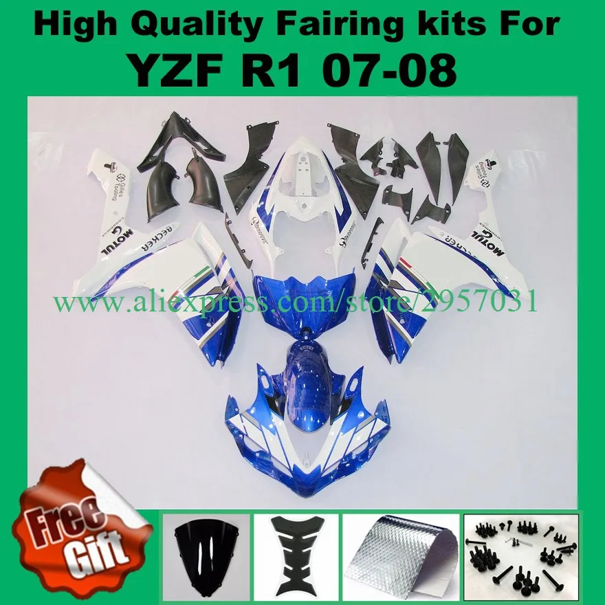 

Free Screws+gifts Fairings Best For Yamaha YZF R1 07 08 2007 2008 Motorcycle Full Fairing Kit Bodywork Cowling Blue White