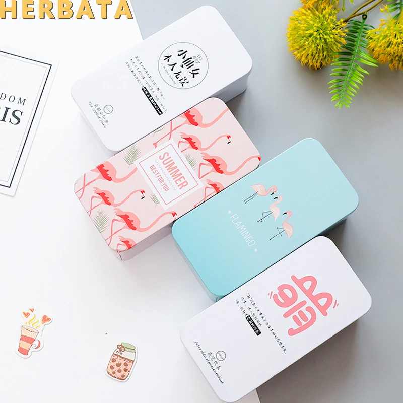 Квадратный железный жестяной пенал чехол для карандашей высококачественный