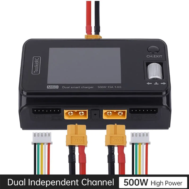 2022 ToolkitRC M6D500W 15A Двухканальное мини-умное зарядное устройство Dis для 2-6S Lipo батареи