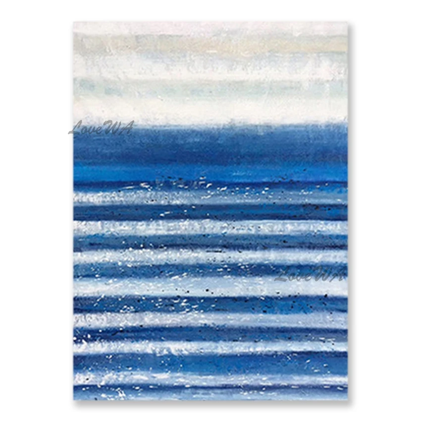 

Home Abstract Artwork Canvas Painting Hand-painted Blue Acrylic Texture Oil Painting Wall Decor Panel Art No Frame For Bedroom