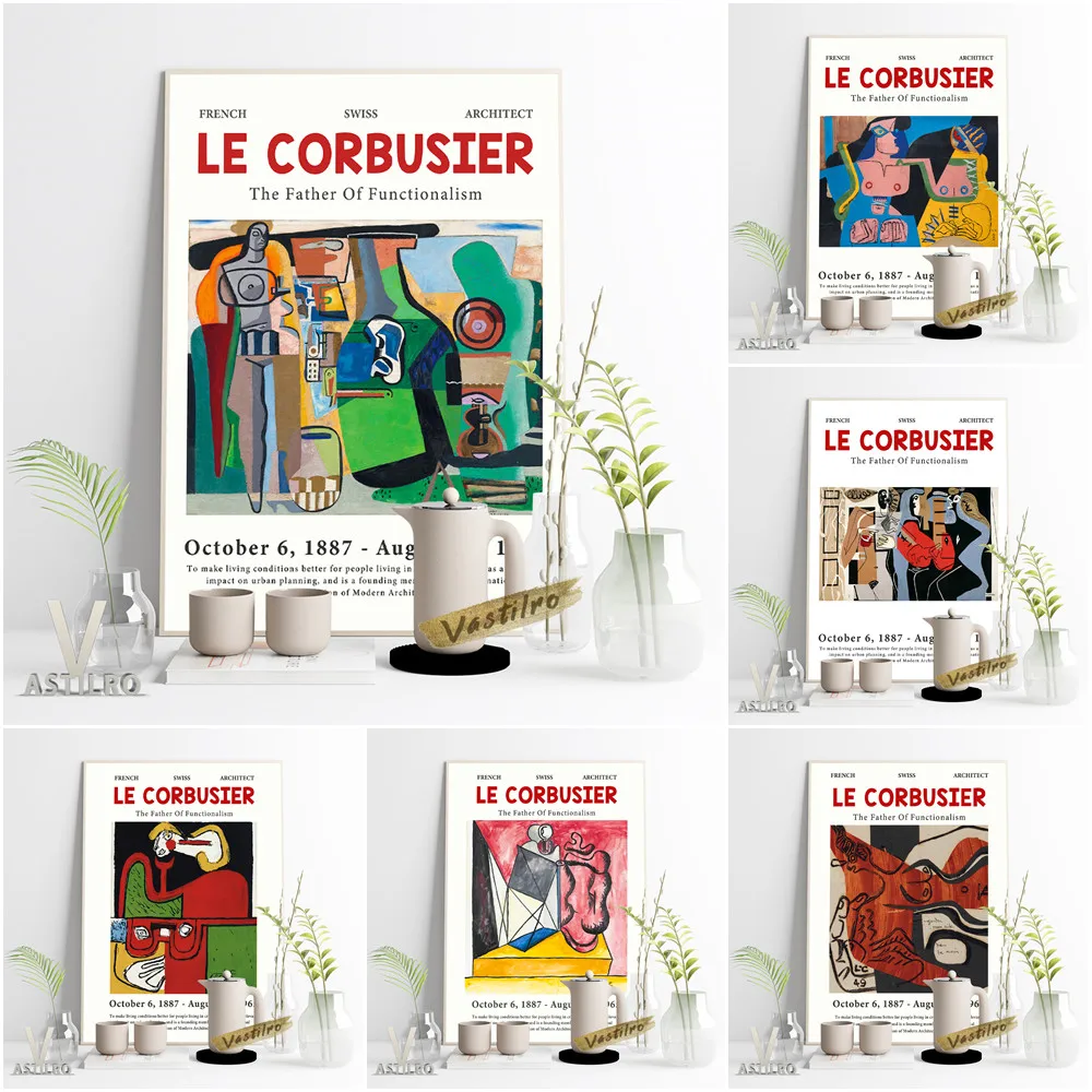 

Le Corbusier Functionalism Exhibition Museum Poster Vintage Abstract Cubism Prints Canvas Painting Gallery Wall Picture Decor