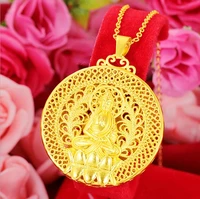 h not fade women 24k gold hollow out guangying pendant necklace for party jewelry with chain choker birthday gift girl boy