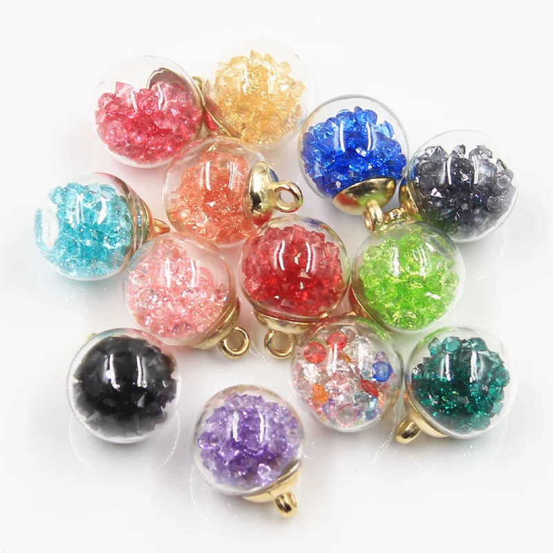 

20pcs Charms Diamond Sequins Transparent Glass Ball 16mm Pendants Making Findings Handmade Jewelry DIY for Earrings Necklace