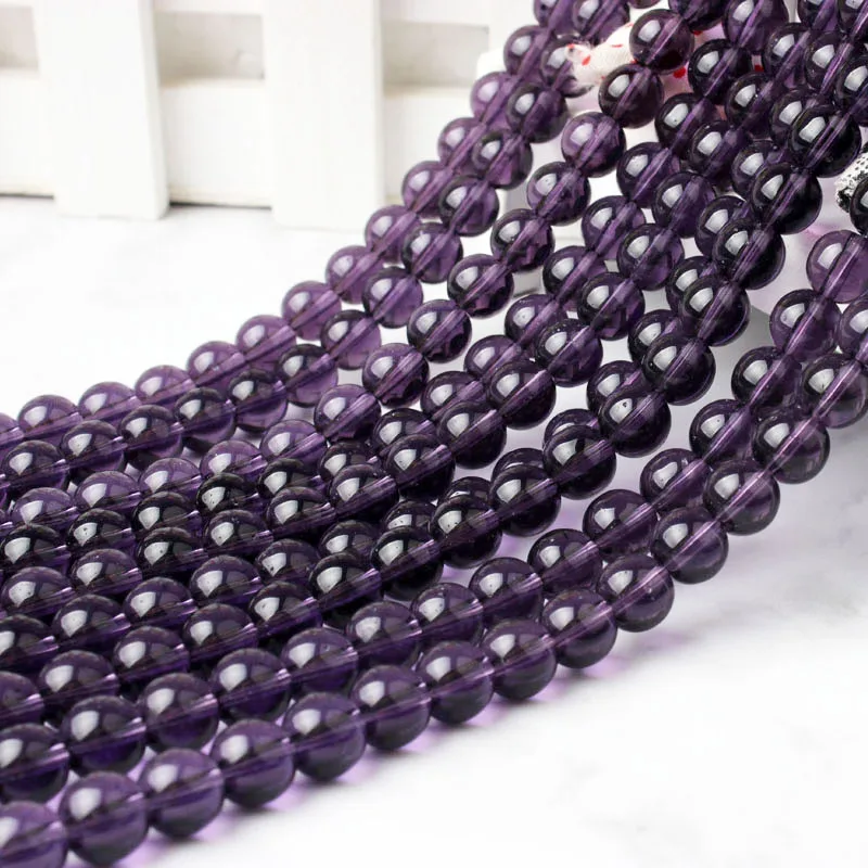 purple crystal LanLi 6 8 10 12 мм модные натуральные ювелирные изделия Фиолетовый Кристалл Камень круглые бусины Подходит для DIY женский браслет ожерелье сделать - Цвет: purple crystal
