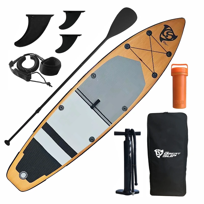 

Factory Discount Wooden Stand Up Paddle Board Soft inflatable fishing kayak