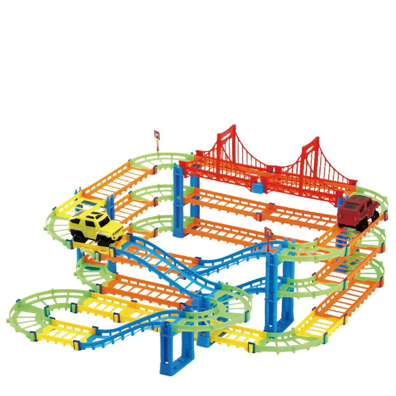 

85PCS Railway Racing Track Car Toy Vehicles Rail Kids DIY Car Assembled Educational Toys Gift for Children