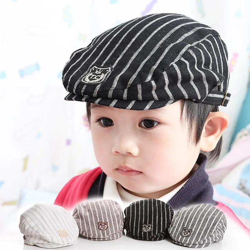 

Kids Striped Beret Hat 1-2-3 Years Boy Gentleman Hats Fashion Toddler Baby Girl Cap Short Brim Newsboy Caps Unisex Gorros Bonnet