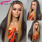 Парик из человеческих волос с эффектом омбре 13x4, со светлыми натуральными вьющимися волосами, для женщин