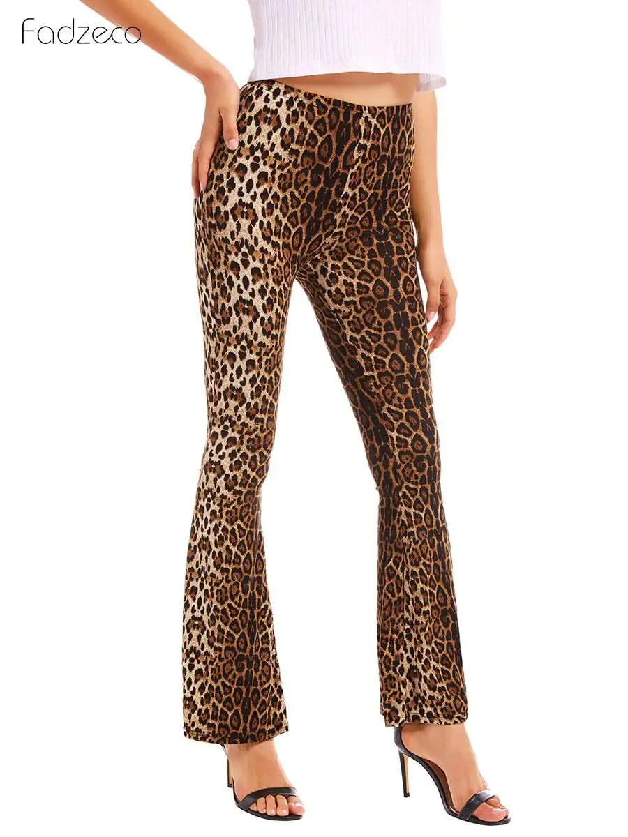 FADZECO женские леггинсы с высокой талией и леопардовым принтом 2019 осень зима модные