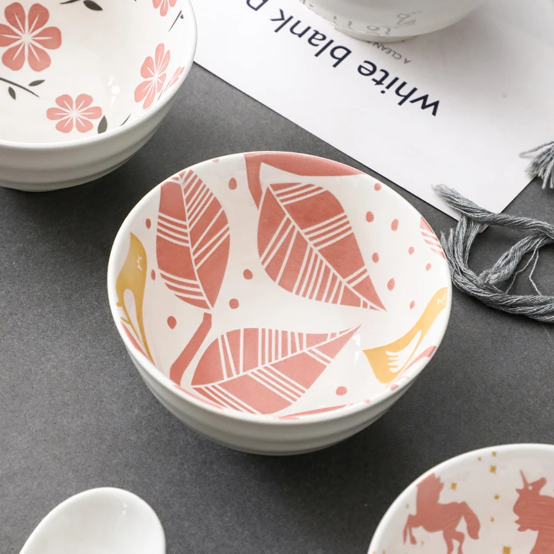 4.5 inch Ceramic Wave Rice Bowl Japanese Style Relief Kimchi Eating Dish Salad Noodle Soup Household Kitchen Tableware | Дом и сад