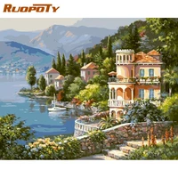 ruopoty diy painting by numbers colorful arch bridge forest canvas painting acrylic paint by numbers for home decor