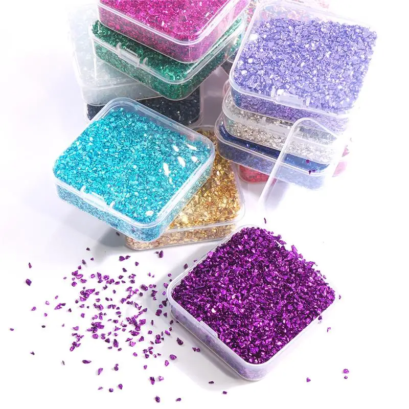 

80g/Box Colorful Metallic Sandstone Nail Art Gravel Filling Material UV Resin Epoxy Mold Filler For DIY Jewelry Making Tools