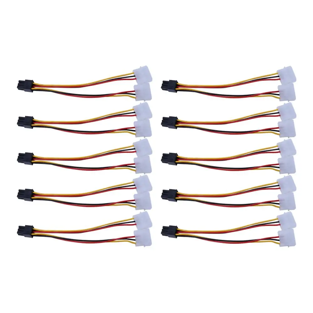 10 шт./компл. двойной кабель адаптера Molex 4-контактный к одному PCI-E 6-контактному
