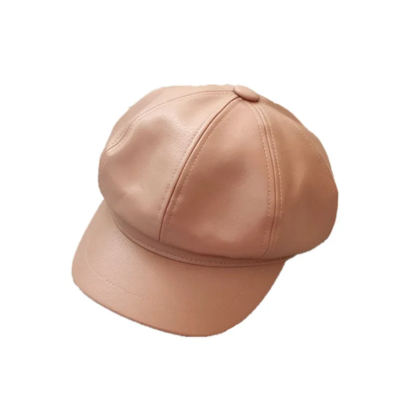 

Fashion Autumn Winter Korean Children Pu Beret Solid Color Octagonal Cap Kid Hat Outdoor Caps Boys Girls Casual Hats
