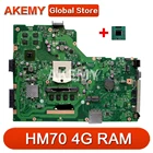 Бесплатная материнская плата для ноутбука с процессором для ASUS X75VB X75VD X75VC X75VCP X75VD1 X75V материнская плата HM70 SLJNV + 4G RAM GT720M-GPU