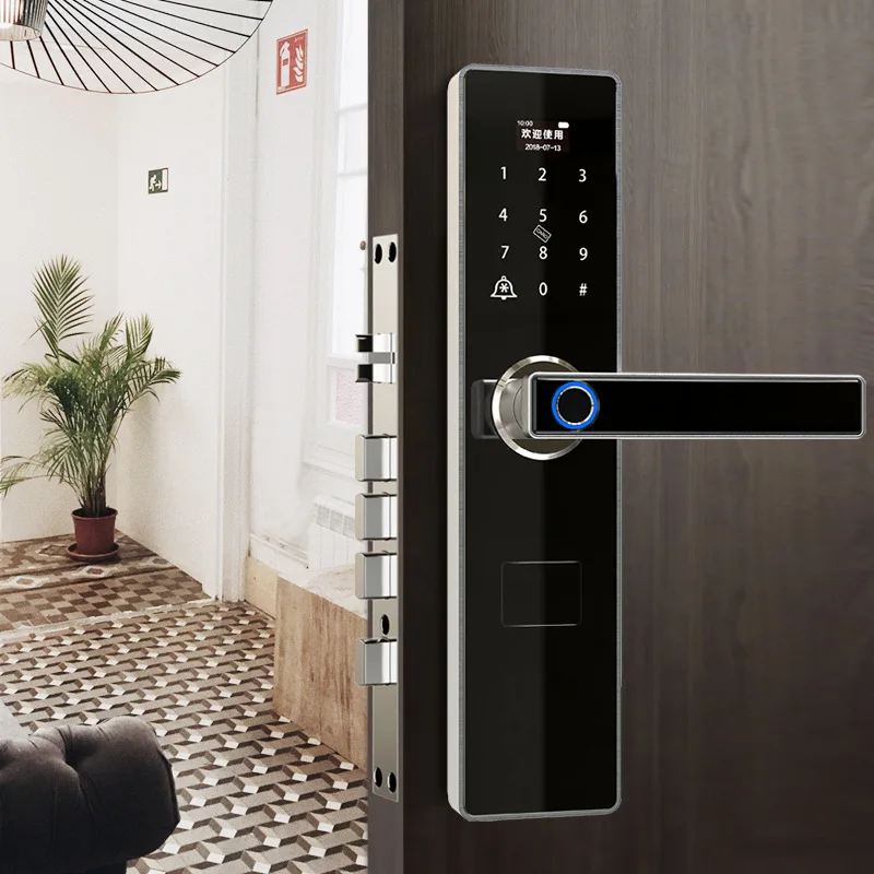Fingerprint Lock Smart Card Digital Code Electronic Door Home Security Support APP Remotely Control Front Rear Panel | Безопасность и