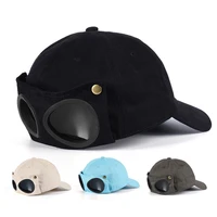 fashion unisex pilot glasses hat hip hop baseball cap outdoor sunscreen sunhat x7ya