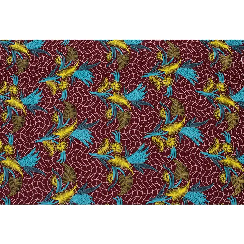 Африканская ткань 2019 Новые поступления модный желтый и синий цветочный принт