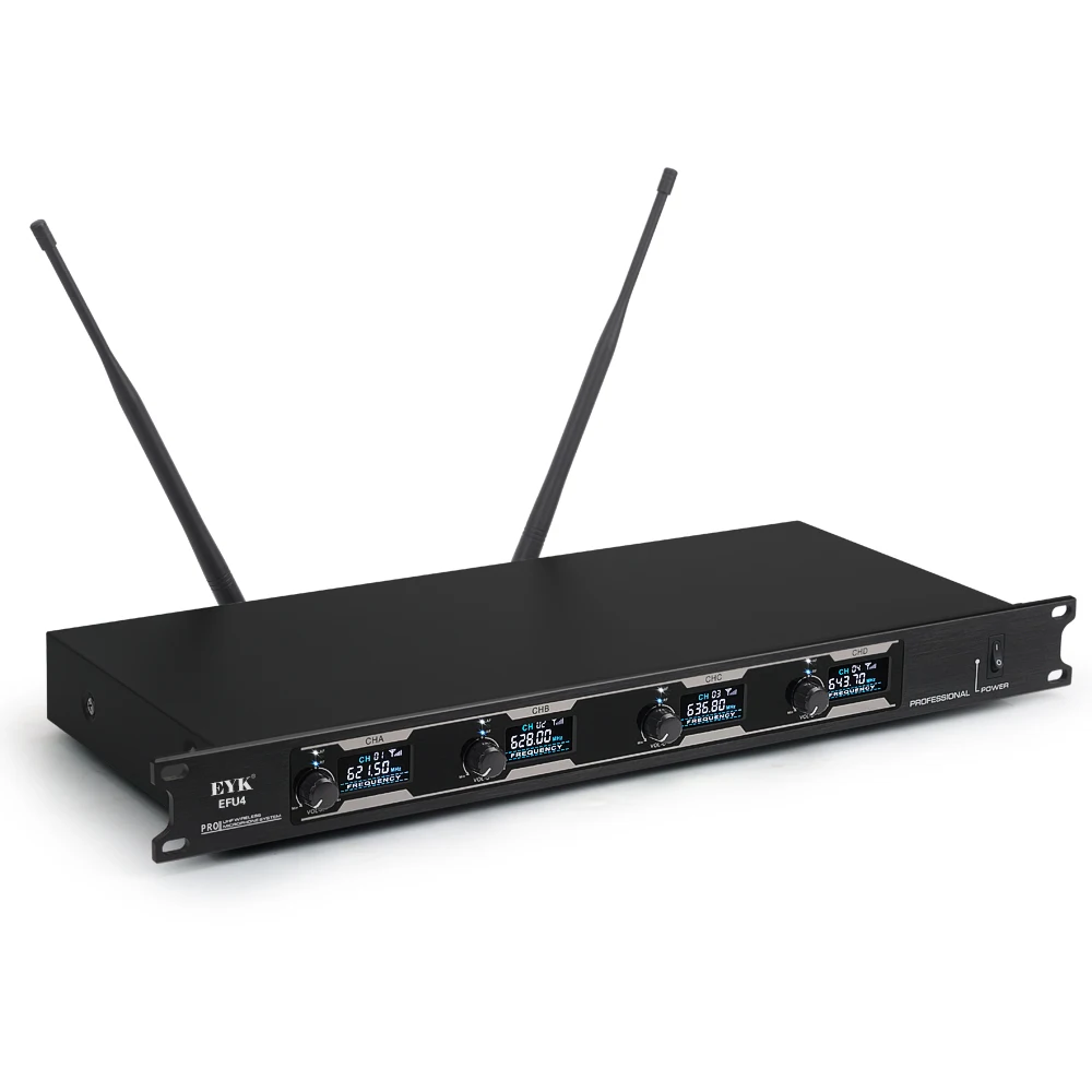 EYK EFU4 4 канала UHF Беспроводной микрофон Системы с 2 поясной и ручной для сцены