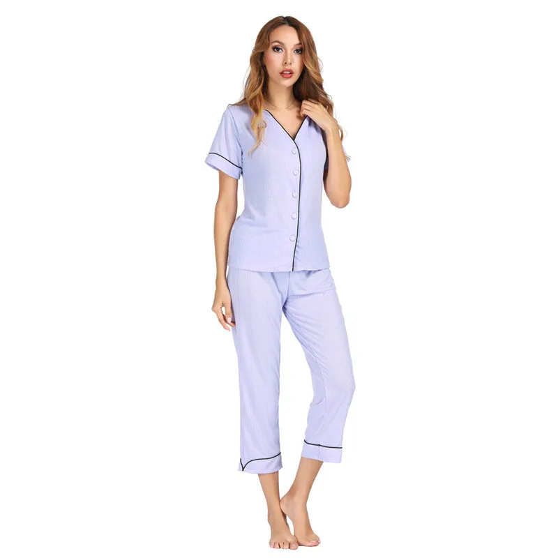 Женская домашняя одежда костюмы с короткими рукавами и штанами летний розовый