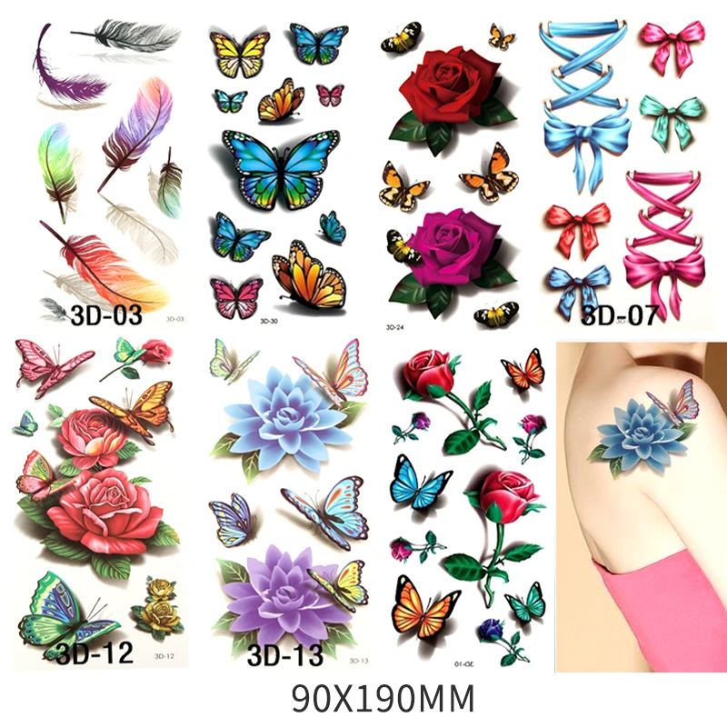 Sexy Women Flower Waterproof Temporary Tattoo Sticker Transfer Tattoos Skullies Arm Body Art Tattoo Fake Tattoos for Unisex