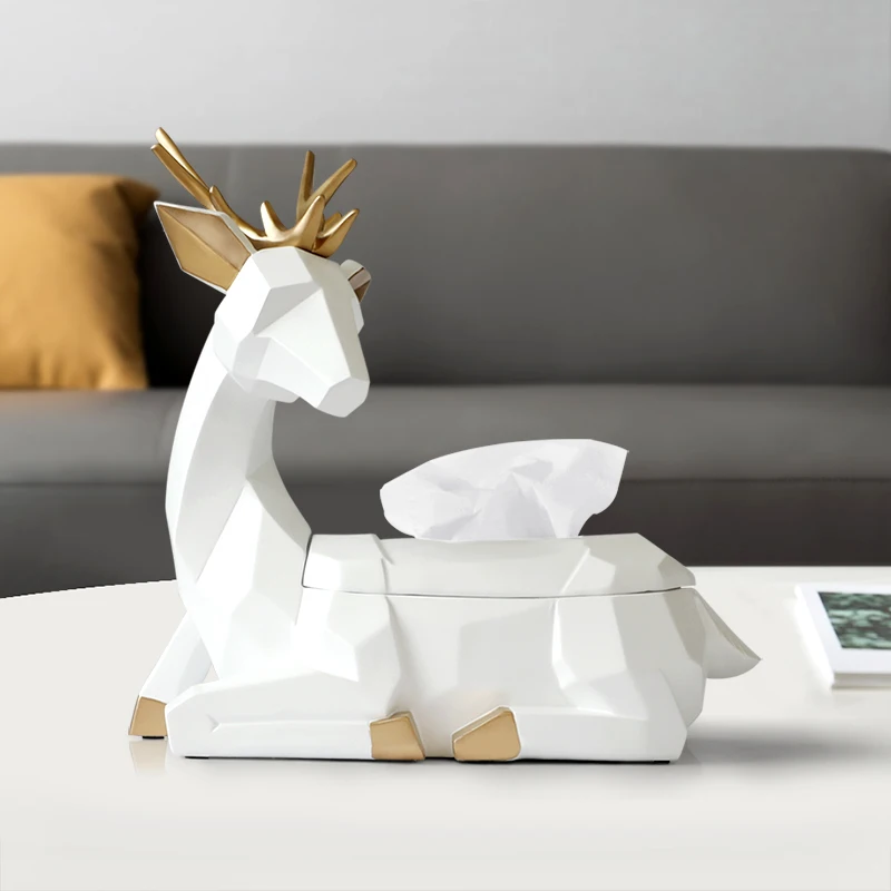 

Deer Statue Craft Tissue Box for Table Tissue Paper Holder for Dining Table Paper Holder Animal Sculpture Home Decor Office