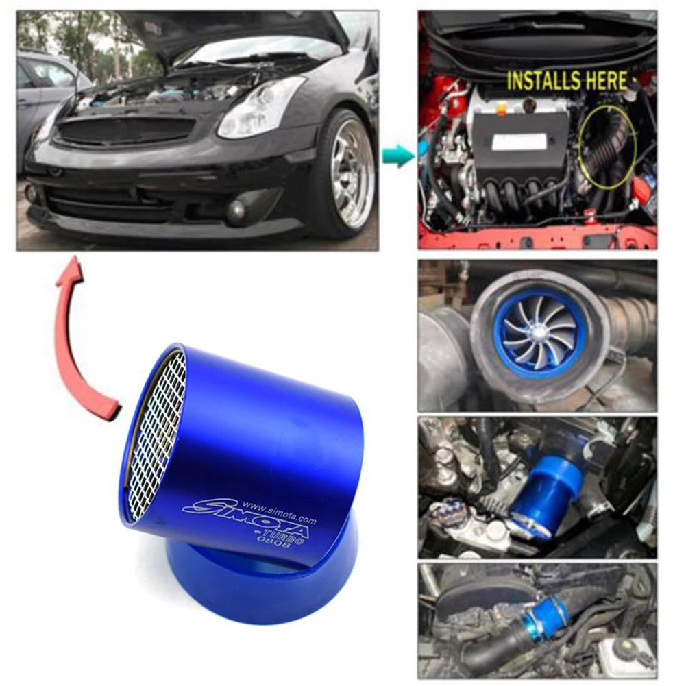 blue simota single turbine turbo charger air intake gas fuel gas saver single easy install car single fan air intake fuel free global shipping