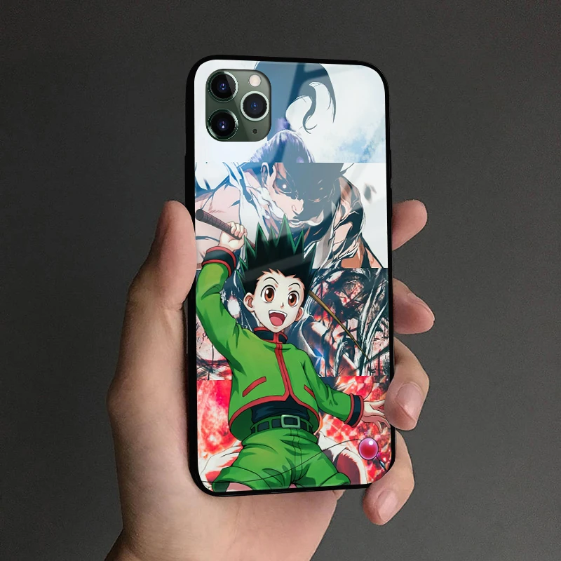 freecss gon hunter x hunter anime cover for iphone se 6s 7 8 x xr xs 11 pro max samsung s note 10 20 plus glass phone case shell free global shipping