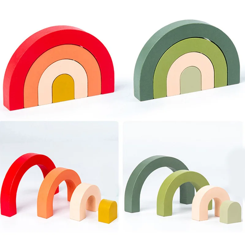 

New Rainbow Wooden Toys Montessori Educational Toys Creative Wooden Blocks Early Educational Baby Toys for Kids Children