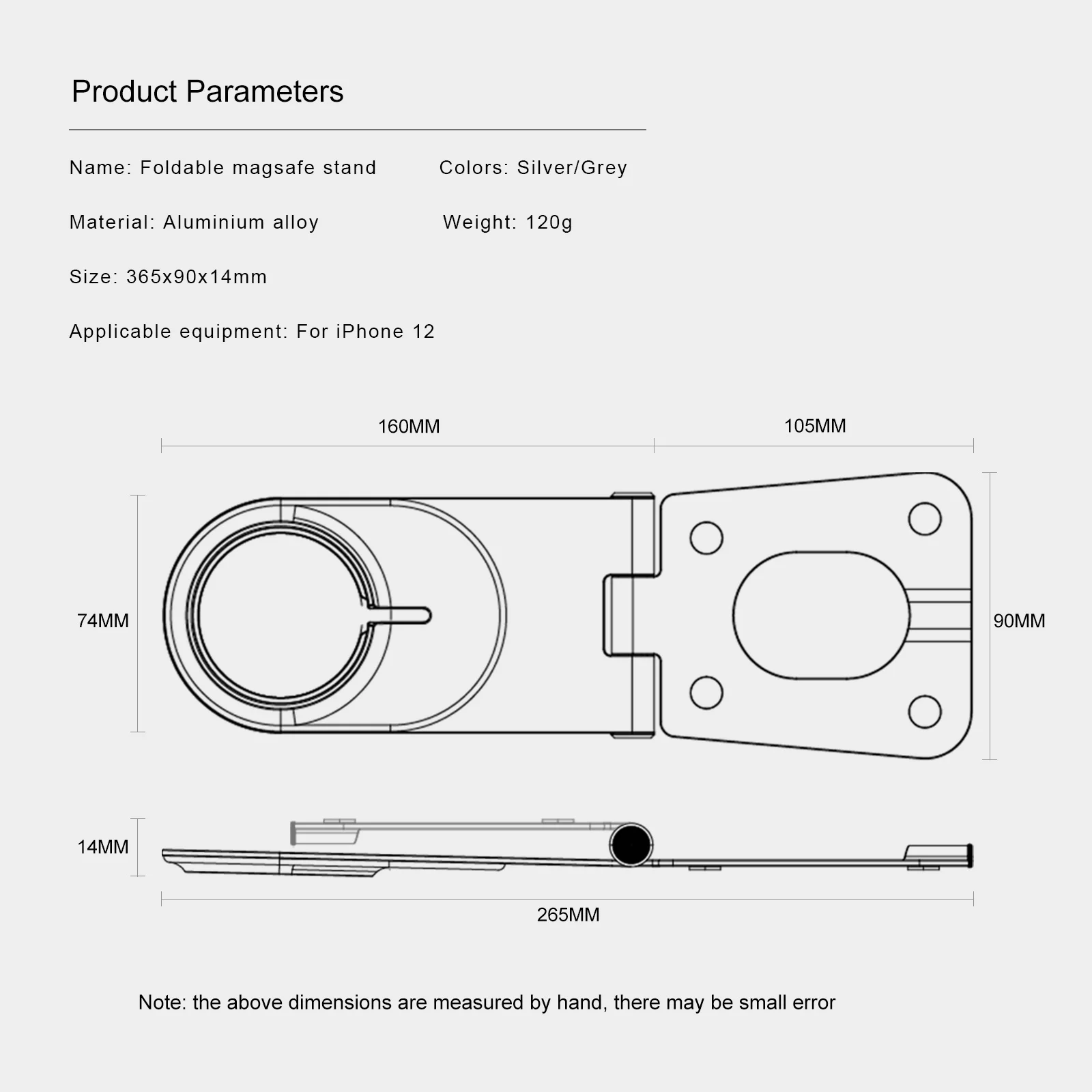 oatsbasf aluminum desktop phone stand holder for iphone 12 13 pro max adjustable magnetic wireless charging foldable phone mount free global shipping