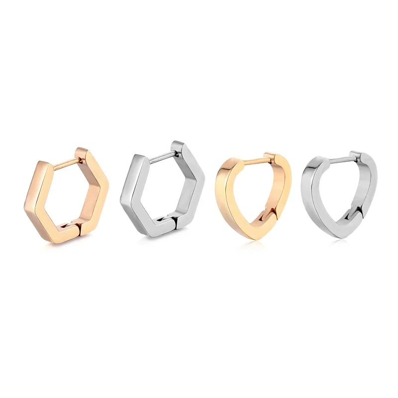 

1 шт. простые серьги Love / Pentagonal из нержавеющей стали, подходят для мужчин и женщин, мужские ювелирные изделия и подарок, новинка 2021