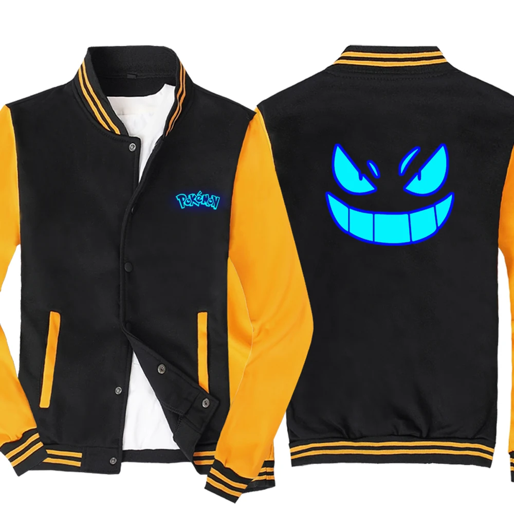 

NEW Fashion Men for Iuminous Pokemon Baseball Jacket Mens Sportswear Casual Sweatshirt Hip Hop Harajuku Unisex Uniform
