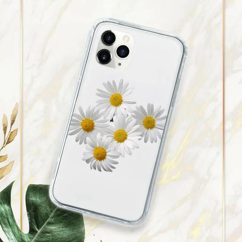

Flower daisy Phone Case Transparent for iPhone 11 12 mini pro XS MAX 7 8 6 6S Plus X 5S SE 2020 XR