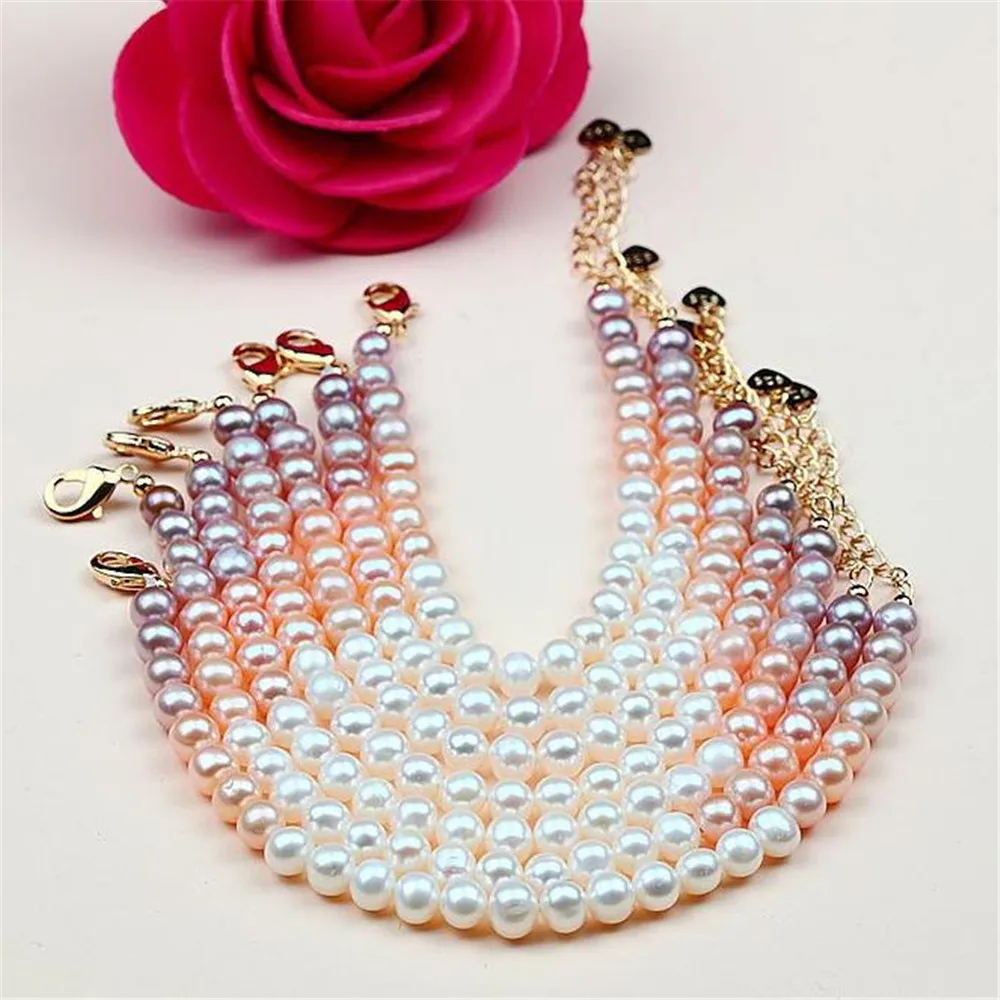 

YKNRBPH S925 Women's Round Pearl Bracelet Cute Student Party Gift Fine Jewelry