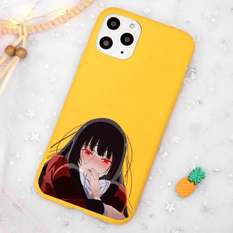 

Crazy Excitement Manga Kakegurui Phone Case Candy Color Yellow for iPhone 11 12 pro XS MAX 8 7 6 6S Plus X 5S SE 2020 XR