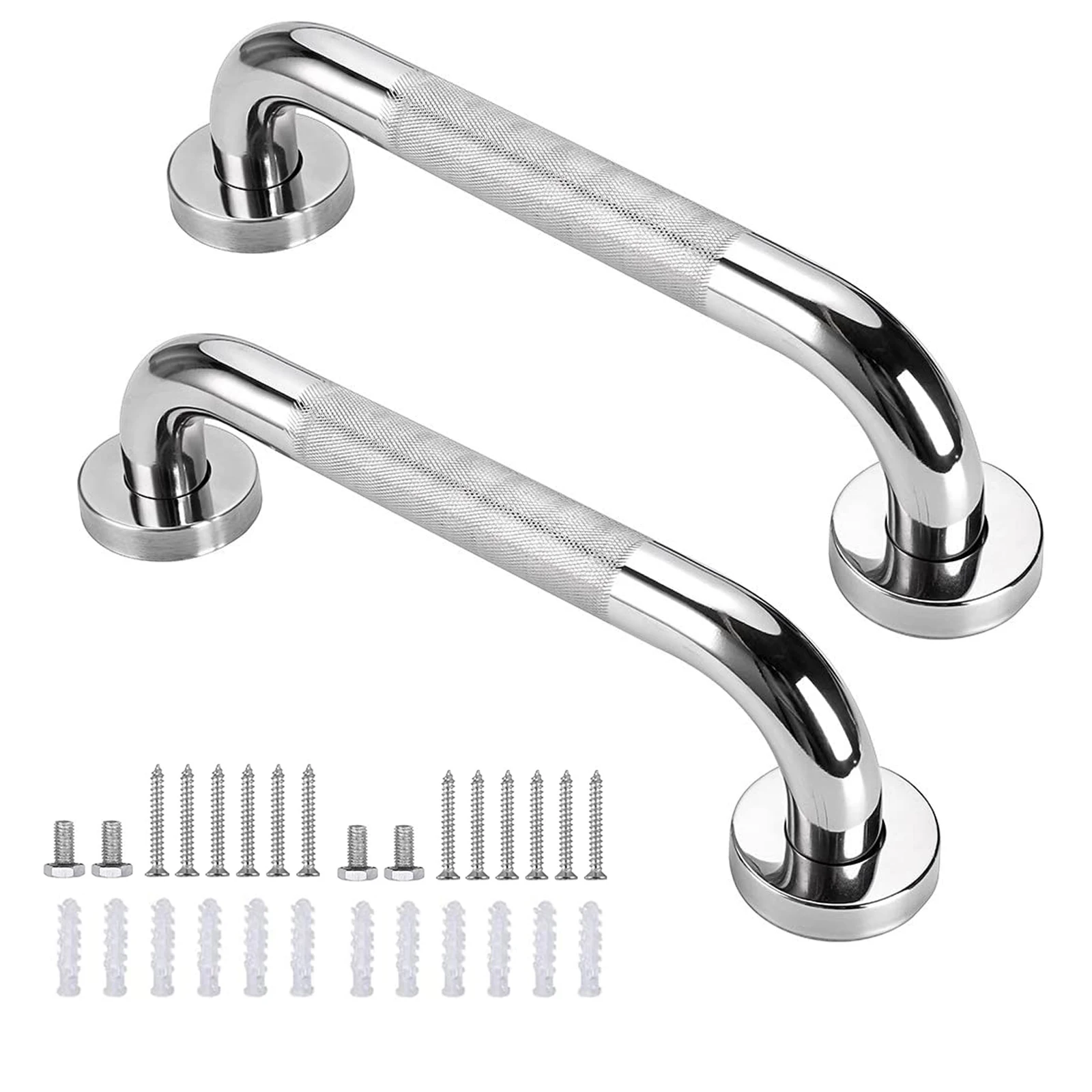 

2 Pack 12inch/300 mm Bath Grab Bar With Anti-Slip Grip, Sturdy Stainless Steel Shower Safety Handle For Bathtub, Toilet, Bathroo