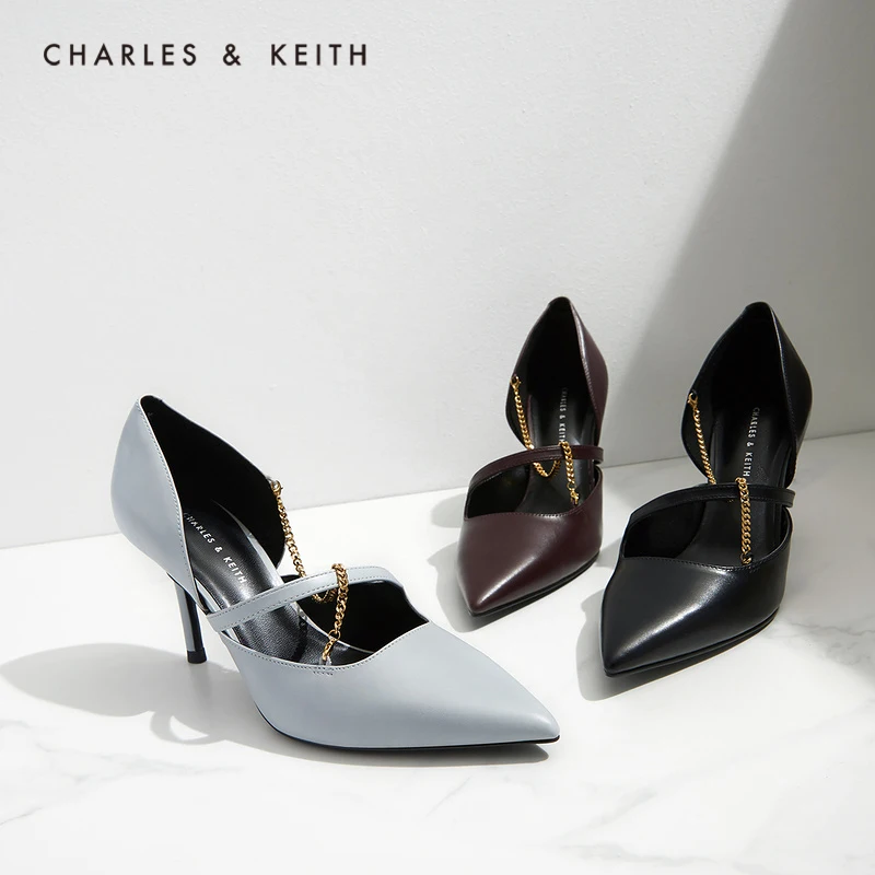 

CHARLES＆KEITH New Arrival for Autumn 2021 CK1-60361349 Ladies Metal Chain Pointed High Heel Shoes