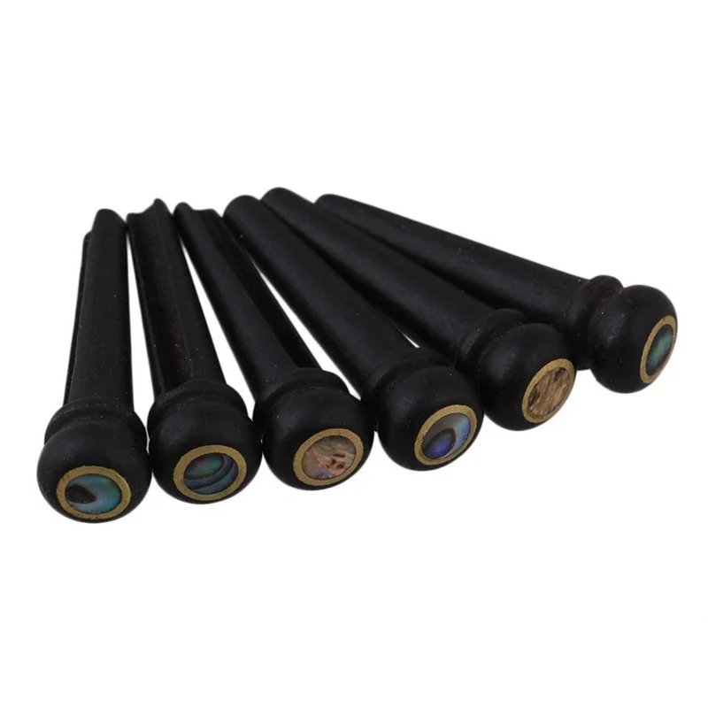 

Hot AD-6Pcs Black Ebony Shell Guitar Bridge Bone Pins Set with Green Abalone Dot For Acoustic Guitar Accessories