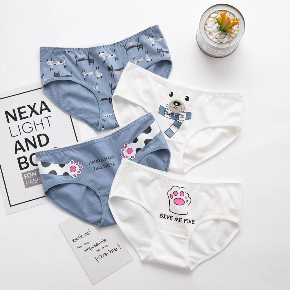Женские трусики с милым принтом нижнее белье животными из мультфильмов