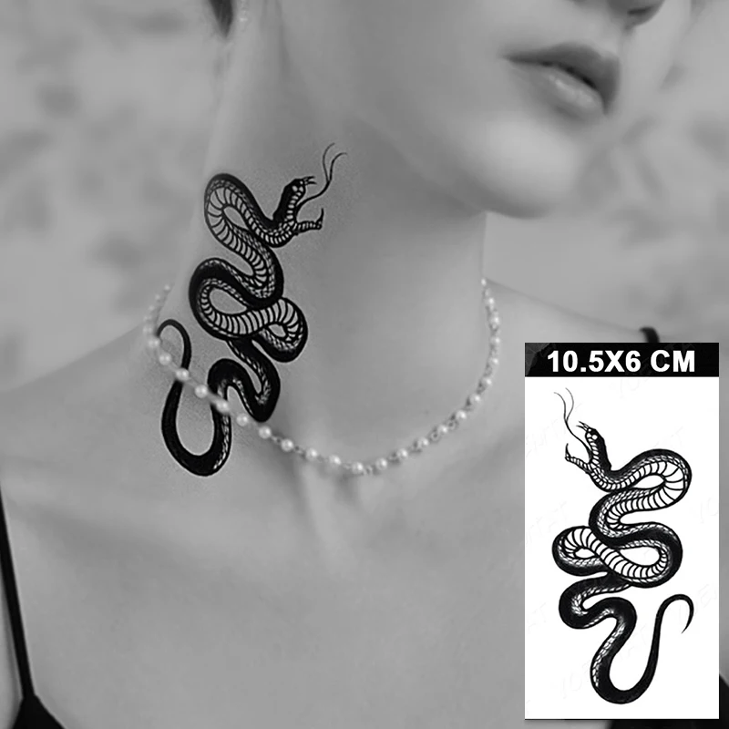 

Tatoo Temporal Temporary Tattoos Aesthetic Tatu Snake Tattoo Man Woman Child Small Mini Black Henna Neck Face Waterproof 2021