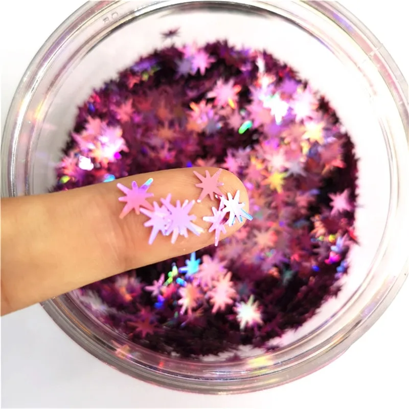 Ультратонкие блестки со звездами 10 мм с ПЭТ лазерные для ногтей искусство на
