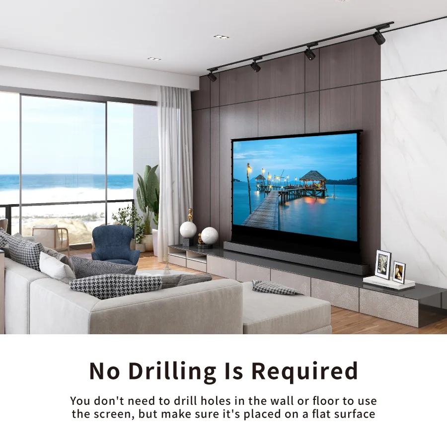 Моторизованный переносной напольный экран VIVIDSTORM 84 дюйма с белым киноматериалом